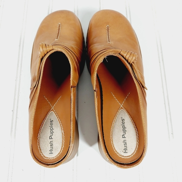 Hush Puppies Knuckle Camel Leather Mules C913 - Picture 8 of 13
